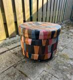 Vintage Patchwork Poef met Opbergruimte, Gebruikt, Rond, Ophalen of Verzenden, Nvt