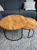 Mango Houten Bijzettafeltjes, Huis en Inrichting, Ophalen, Gebruikt, 50 tot 100 cm, Rond