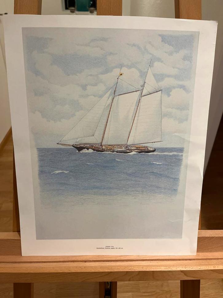 Schilderij van zeilschip op zee, Antiek en Kunst, Kunst | Tekeningen en Foto's, Ophalen of Verzenden