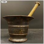 Oude bronzen vijzel met stamper / 19e eeuw, Antiek en Kunst, Ophalen of Verzenden, Brons