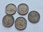 5 Zilveren munten Brits-India., Ophalen of Verzenden, Buitenland, Munten