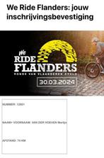 Startbewijs ticket ride the Flanders, Vlaanderen: 74 km, Tickets en Kaartjes, Sport | Overige