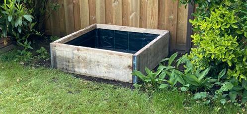 Moestuin bakken 100x100 hoogte 25cm met worteldoek, Tuin en Terras, Bloembakken en Plantenbakken, Zo goed als nieuw, Hout, Tuin