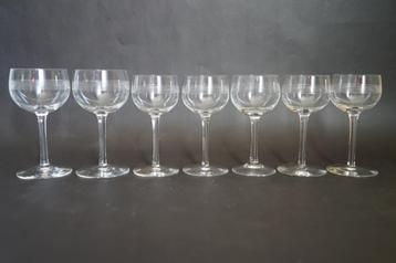 7 geslepen glas steel guilloche versiering glas amuse likeur beschikbaar voor biedingen