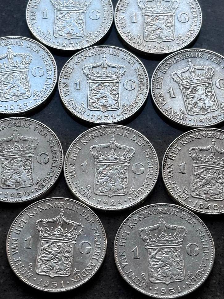 Zilveren Gulden Wilhelmina 1929-1940, Postzegels en Munten, Munten | Nederland, Losse munt, 1 gulden, Koningin Wilhelmina, Zilver