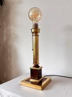 Vintage Herda lampvoet / tafellamp (41 cm) messing en hout, Art deco, Hollywood regency, Gebruikt, Ophalen of Verzenden, Minder dan 50 cm