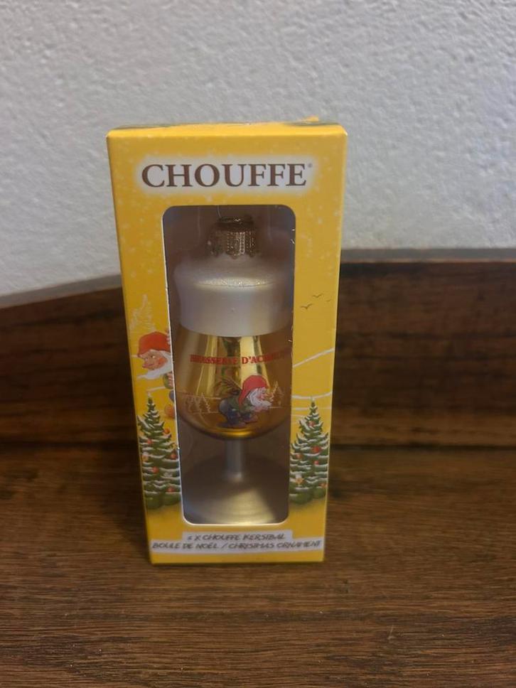 La Chouffe kerst ornament/bal bierglas, nieuw in doosje, Verzamelen, Biermerken, Zo goed als nieuw, Overige typen, Overige merken