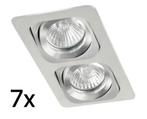 7x goed werkende dubbele aluminium inbouwspot met ledlamp, Huis en Inrichting, Led, Gebruikt, Ophalen of Verzenden, Metaal of Aluminium