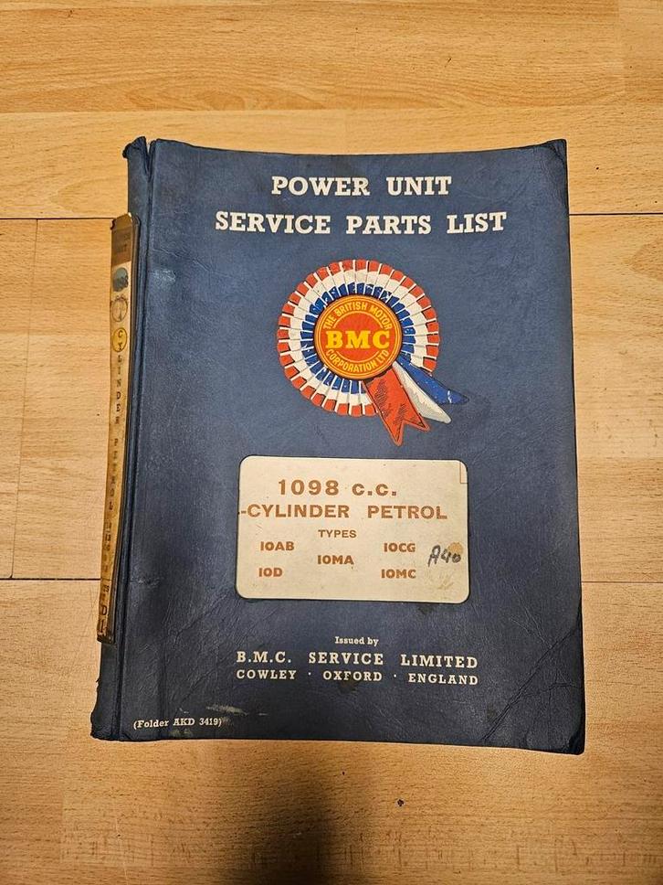 BMG 1098 c.c. Power unit service parts list 1965, Boeken, Auto's | Boeken, Gelezen, Overige merken, Ophalen of Verzenden