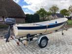 polyester boot + trailer + buitenboordmotor, Watersport en Boten, Vis- en Consoleboten, Benzine, Buitenboordmotor, Polyester, Gebruikt