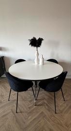 4 fluwelen zwarte stoelen. Mooie staat!, Huis en Inrichting, Stoelen, Ophalen, Gebruikt, Zwart