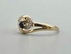 Gouden Vintage bi-color ring met edelsteen saffier. 2025/605, Blauw, ., Ophalen of Verzenden, Zo goed als nieuw