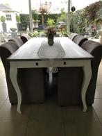Eethoek, 6 stoelen en bijpassende salontafel, Huis en Inrichting, Tafels | Eettafels, Ophalen, Gebruikt, Hout?.., 200 cm of meer