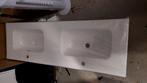 wastafel keramiek dubbel 
wit met 2 kraangaten 140x46x25, Ophalen of Verzenden, Nieuw, Wastafel