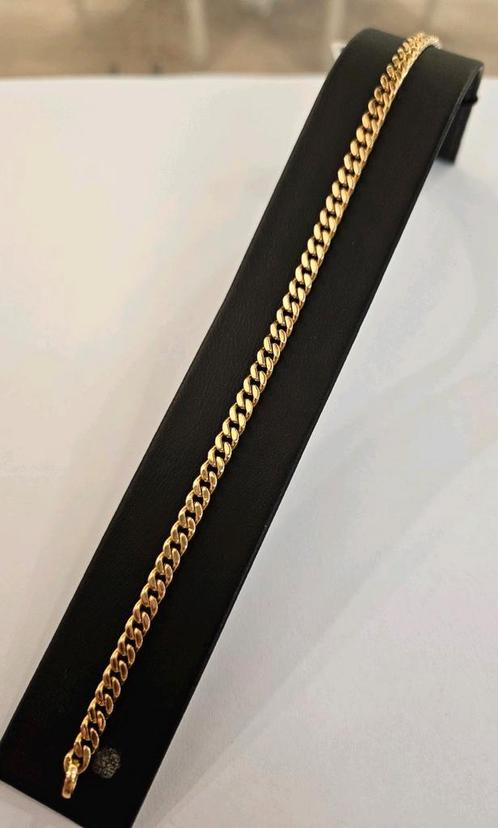14 karaats gouden gourmet schakel armband geelgoud 19cm, Sieraden, Tassen en Uiterlijk, Armbanden, Zo goed als nieuw, Goud, Goud