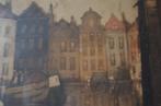 Grote kleurenets Grachtenpanden Brugge Julien v. Santen, Antiek en Kunst, Kunst | Etsen en Gravures, Ophalen of Verzenden