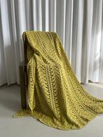 Vintage gehaakte sprei geel, Huis en Inrichting, Woonaccessoires | Plaids en Woondekens, Ophalen of Verzenden, Gebruikt