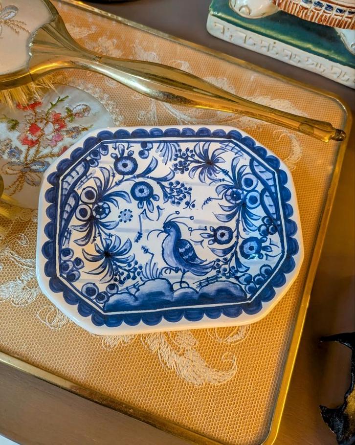 Handgeschilderd Portugees Schaaltje Blauw Wit, Huis en Inrichting, Keuken | Servies, Zo goed als nieuw, Schaal of Schalen, Overige stijlen