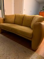 Leolux Vinja | Design bank 2,5-zits | Geel Leer & Stof, Ophalen, Gebruikt, Tweepersoons, Rechte bank