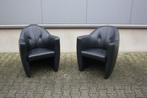 Leolux Carabita fauteuil ( 2 x ) zwart leer, Leolux, Gebruikt, Leer, 75 tot 100 cm