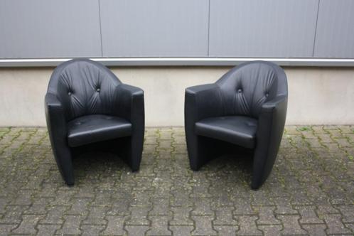 Leolux Carabita fauteuil ( 2 x ) zwart leer, Huis en Inrichting, Fauteuils, Gebruikt, Leer, 50 tot 75 cm, 75 tot 100 cm, Ophalen