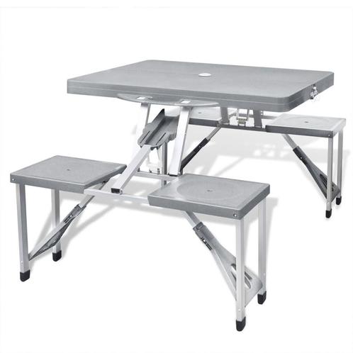 AANBIEDING | Picknickset picknicktafel campingtafel grijs! G, Tuin en Terras, Picknicktafels, Nieuw, Rechthoekig, Hout, Inklapbaar