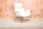 ZGAN! fraaie witte leren Artifort Big Tulip design fauteuil, 75 tot 100 cm, Ophalen of Verzenden, Zo goed als nieuw, Metaal