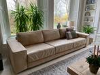 Leren bank met poef - 4-zits - 292 cm breed - camel kleur, Huis en Inrichting, Ophalen of Verzenden, Gebruikt, Leer