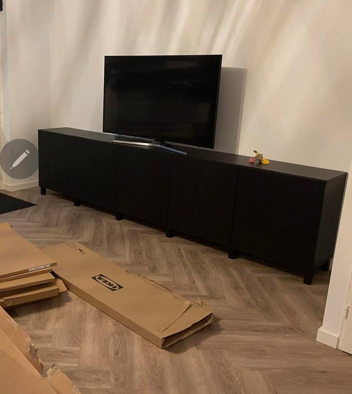 Ikea Besta kast met houtlook deuren, Huis en Inrichting, Kasten | Televisiemeubels, Minder dan 100 cm, 25 tot 50 cm, Ophalen of Verzenden