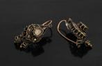 Diamanten antiek set gouden oorbellen dames zilver, Verzenden, Goud, Oorbellen, Met edelsteen