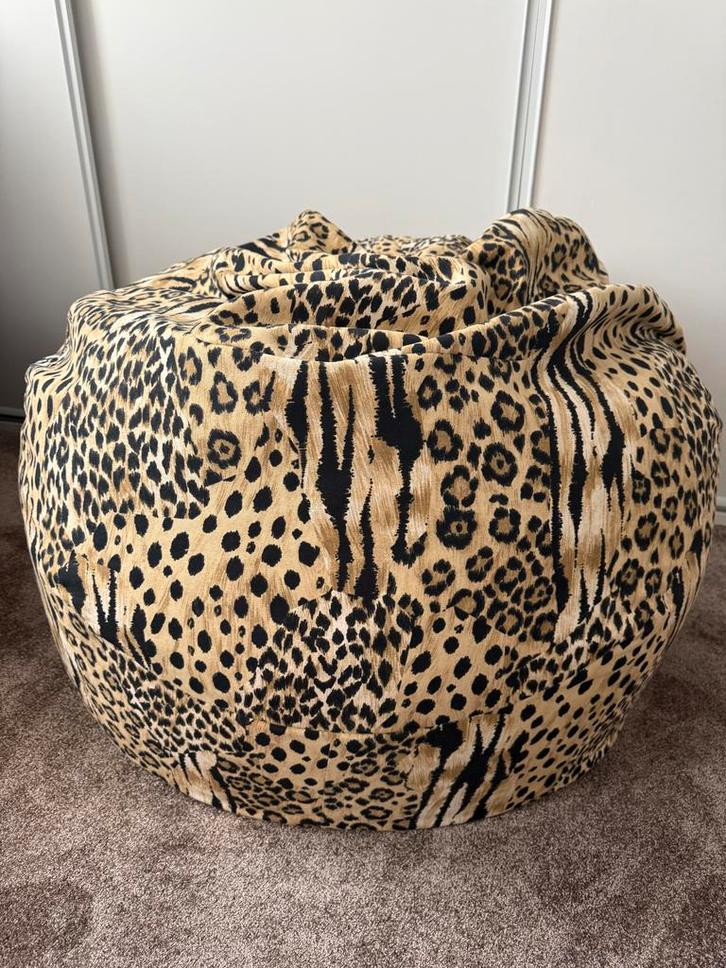 Grote Zitzak met Luipaardprint, Huis en Inrichting, Zitzakken, Zo goed als nieuw, Zitzak, Bruin, Ophalen