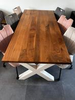 Eettafel massief notenhout, Huis en Inrichting, Ophalen, Gebruikt, 100 tot 150 cm, 200 cm of meer