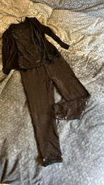 Set broek shirt kerst glitter zwart 134 140, Meisje, Ophalen of Verzenden, Zo goed als nieuw, Setje