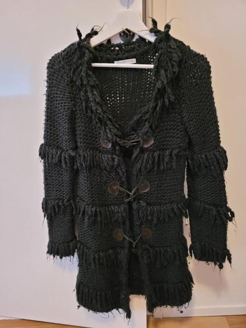 SANPRI zwart gebreid houtje touwtje vest maat S/M 38/40 ipst, Kleding | Dames, Truien en Vesten, Gedragen, Maat 38/40 (M), Zwart