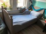 Antiek bed 90x190 cm, incl nachtkastje, lattenbodem, matras, Gebruikt, 90 cm, Eenpersoons, Grijs