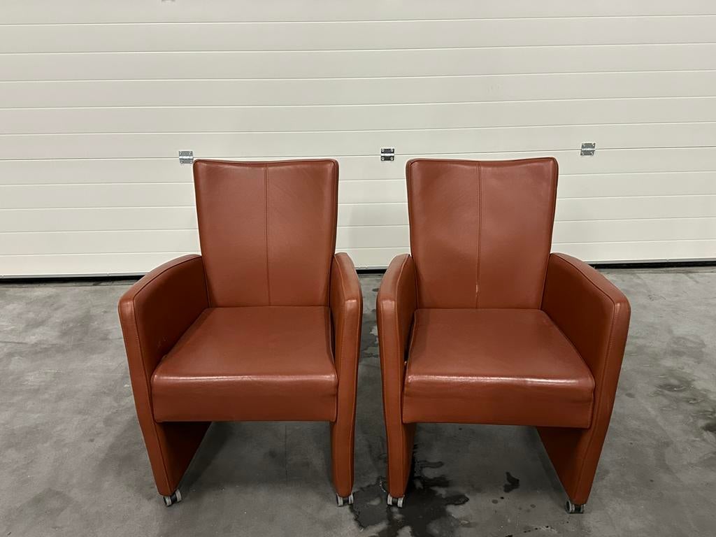 Leren kuipstoelen, Ophalen of Verzenden, Zo goed als nieuw, 75 tot 100 cm, 50 tot 75 cm