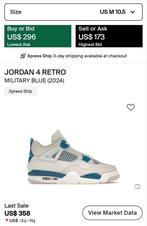 Nike Air Jordan 4 Military Blue (2024) - maat 45 - nieuw AJ4, Blauw, Nieuw, Ophalen of Verzenden, Sneakers of Gympen