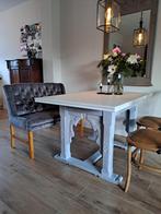 Landelijke uitschuifbare eettafel – kloostermodel - wit, Huis en Inrichting, Tafels | Eettafels, Ophalen, Gebruikt, 100 tot 150 cm