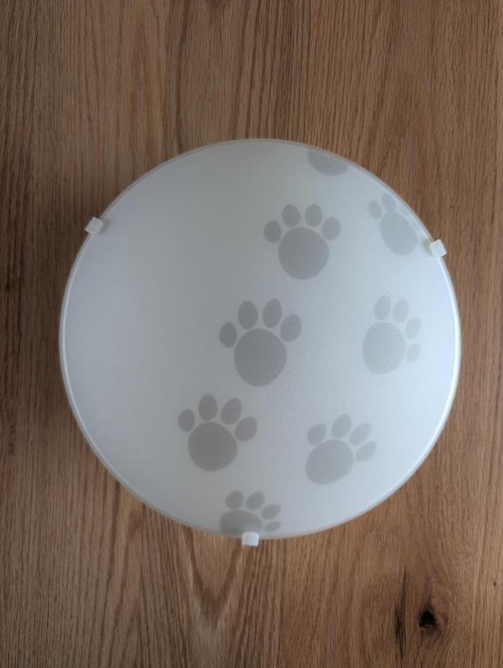 Plafonnière met berenpootjes, Huis en Inrichting, Lampen | Plafondlampen, Zo goed als nieuw, Glas, Metaal, Ophalen of Verzenden