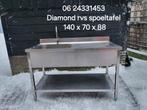 Diamond rvs spoeltafel met luxe kraan, Ophalen, 100 tot 150 cm, Zo goed als nieuw, Minder dan 100 cm