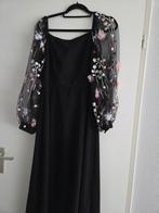 Mooie zwarte jurk met bloemen mouwen, Kleding | Dames, Jurken, Maat 38/40 (M), Zwart, Ophalen of Verzenden, Zo goed als nieuw