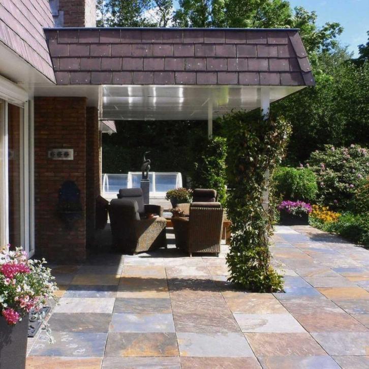 zeer mooie leisteen tuintegels Rusty Slate 60x60xca.3 cm, Tuin en Terras, Tegels en Klinkers, Nieuw, Terrastegels, Natuursteen