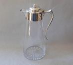 Engels zilveren / kristallen wijn-waterkan, Ophalen of Verzenden, Zilver