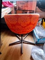 2 Oranje fauteuil met bloemmotief, Gebruikt, Twee, Overige kleuren, Ophalen of Verzenden