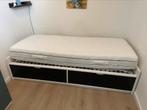 IKEA bed Flaxa zwart inclusief luxe MATRAS 200x90, Ophalen, 90 cm, Eenpersoons, Zwart