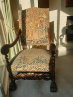 Antieke fauteuil Barok stijl, gobelin tapisserie, 1880–1900, Huis en Inrichting, Fauteuils, Ophalen, Hout, Gebruikt, Barok