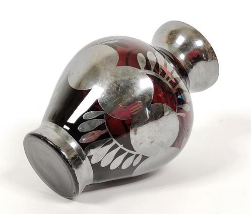 Antiek Venetiaans glas. Vaasje met zilveren overlay. Apart, Antiek en Kunst, Antiek | Glas en Kristal, Ophalen of Verzenden