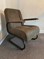 Fauteuil olijfgroen gestoffeerd, Ophalen, 75 tot 100 cm, Zo goed als nieuw, 75 tot 100 cm