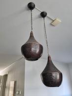 Bruine metalen hanglampen set, Ophalen of Verzenden, Zo goed als nieuw, Metaal, Modern