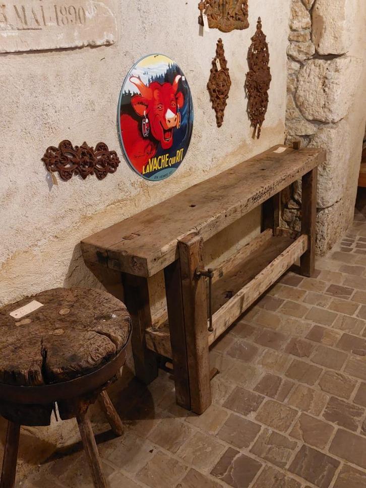 Leuke oude smalle werkbank  171 x 30 x 80, Antiek en Kunst, Curiosa en Brocante, Ophalen